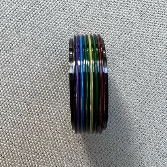 ProSteel Stainless Steel Spinner Ring LGBT Pride - Picture 4 of 9
